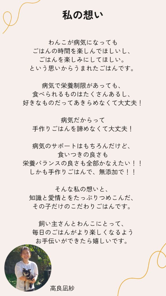 オーダーメイド手作り療法食、こだわりごはんをつくった私の想い
